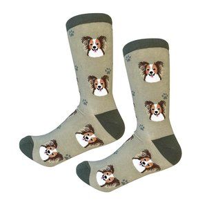 Fundraiser - Papillion - Fun Unisex Socks - Crazy Pet Lover - Novelty Socks